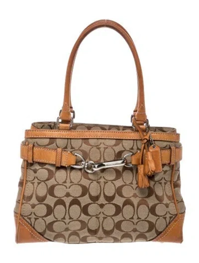 Pre-owned Coach Canvas Top Handle Bag In Brown