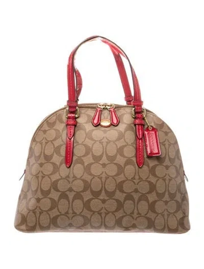 Pre-owned Coach Canvas Top Handle Bag In Brown