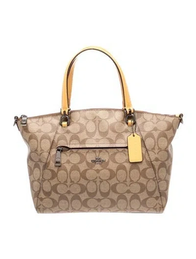 Pre-owned Coach Canvas Top Handle Bag In Brown/neutrals