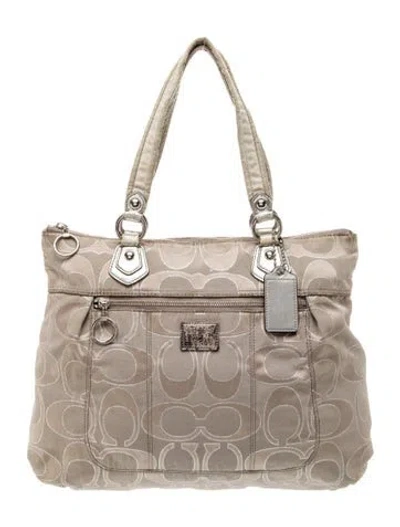 Pre-owned Coach Canvas Top Handle Bag In Gold