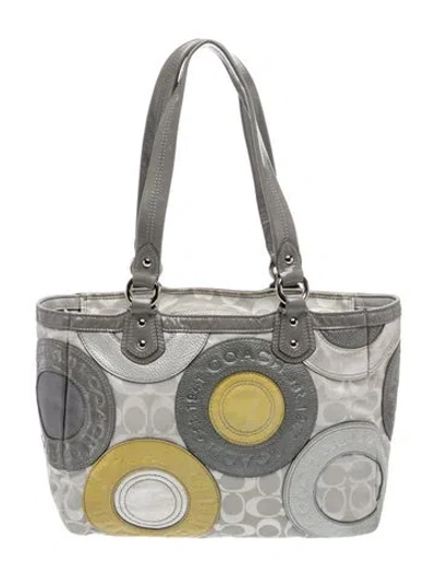 Pre-owned Coach Canvas Top Handle Bag In Gray
