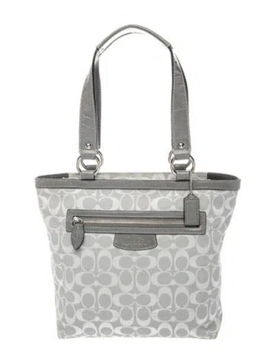 Pre-owned Coach Canvas Top Handle Bag In Gray