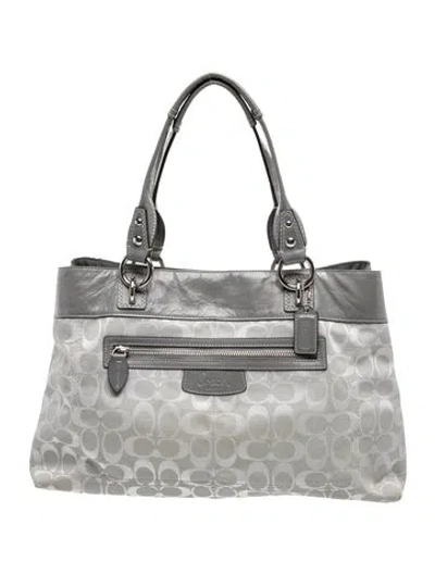 Pre-owned Coach Canvas Top Handle Bag In Gray