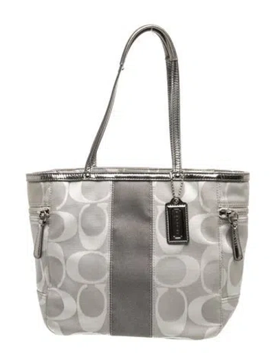 Pre-owned Coach Canvas Top Handle Bag In Gray