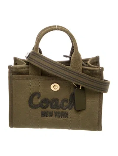 Pre-owned Coach Canvas Top Handle Bag In Green