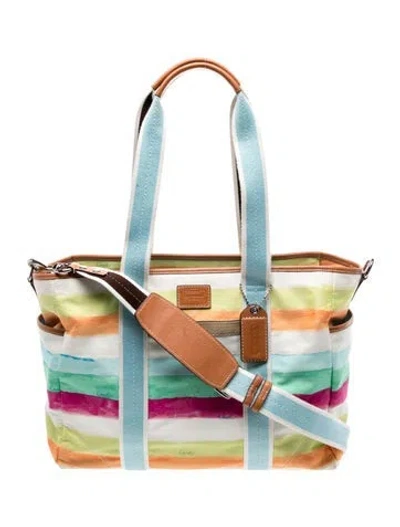 Pre-owned Coach Canvas Top Handle Bag In Multi