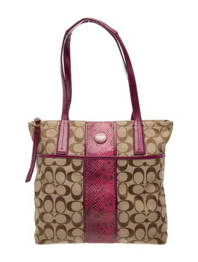 Pre-owned Coach Canvas Top Handle Bag In Neutral