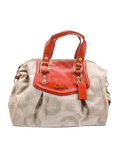 Pre-owned Coach Canvas Top Handle Bag In Neutral