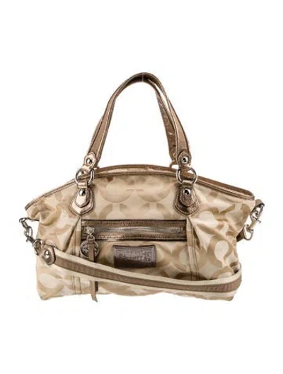 Pre-owned Coach Canvas Top Handle Bag In Neutral