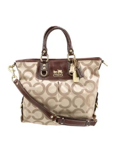 Pre-owned Coach Canvas Top Handle Bag In Neutral