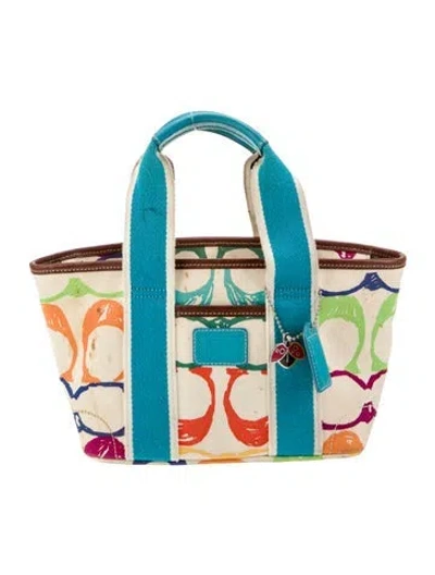 Pre-owned Coach Canvas Top Handle Bag In Neutral