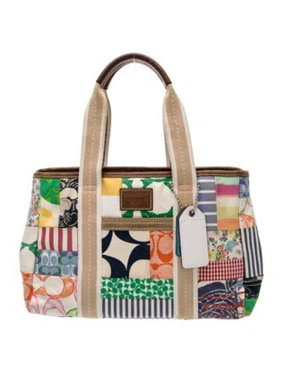 Pre-owned Coach Canvas Top Handle Bag In Neutral