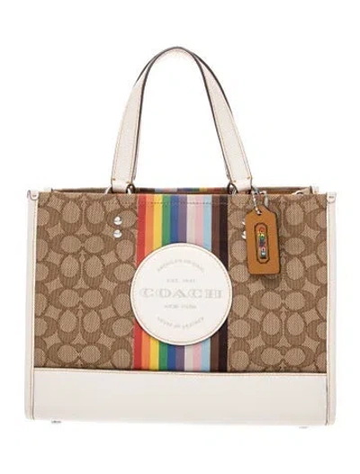 Pre-owned Coach Canvas Top Handle Bag In Neutral