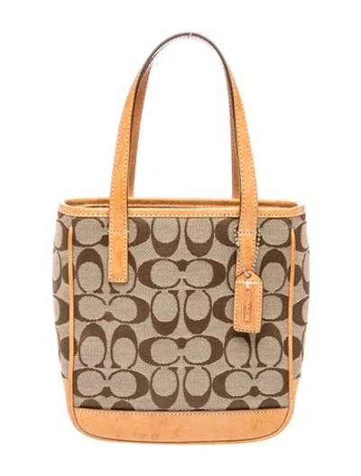 Pre-owned Coach Canvas Top Handle Bag In Neutral