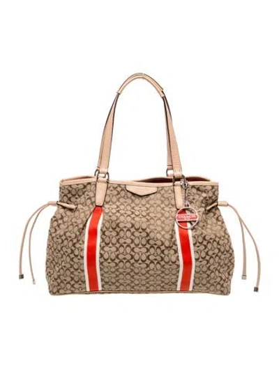 Pre-owned Coach Canvas Top Handle Bag In Neutral