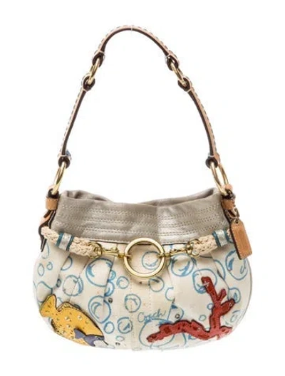 Pre-owned Coach Canvas Top Handle Bag In Neutral
