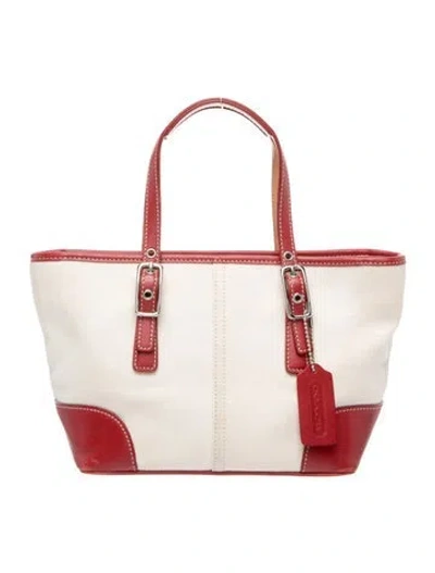 Pre-owned Coach Canvas Top Handle Bag In Neutral