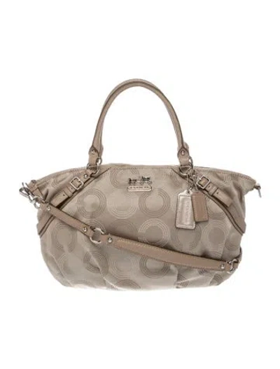 Pre-owned Coach Canvas Top Handle Bag In Neutral