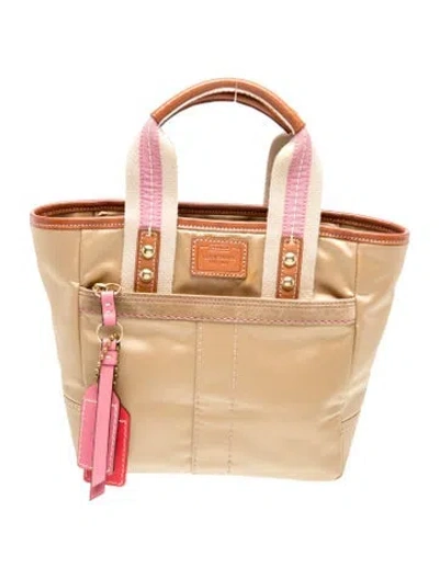 Pre-owned Coach Canvas Top Handle Bag In Neutral