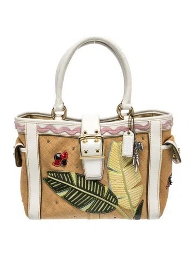 Pre-owned Coach Canvas Top Handle Bag In Neutral