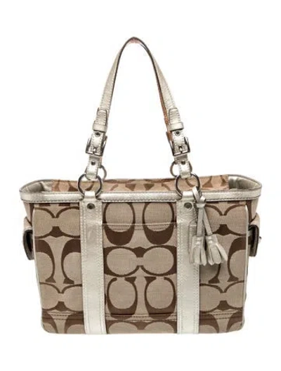 Pre-owned Coach Canvas Top Handle Bag In Neutral