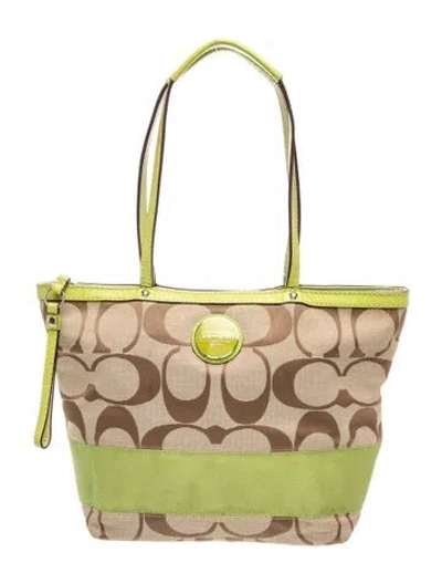 Pre-owned Coach Canvas Top Handle Bag In Neutral