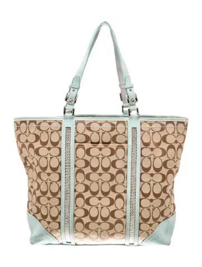 Pre-owned Coach Canvas Top Handle Bag In Neutral