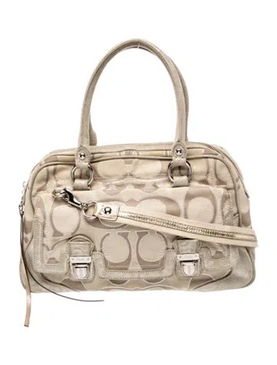 Pre-owned Coach Canvas Top Handle Bag In Neutral