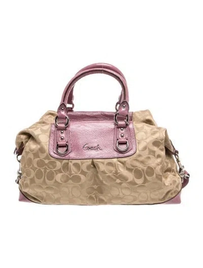 Pre-owned Coach Canvas Top Handle Bag In Neutral
