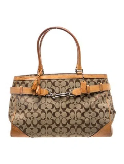 Pre-owned Coach Canvas Top Handle Bag In Neutral