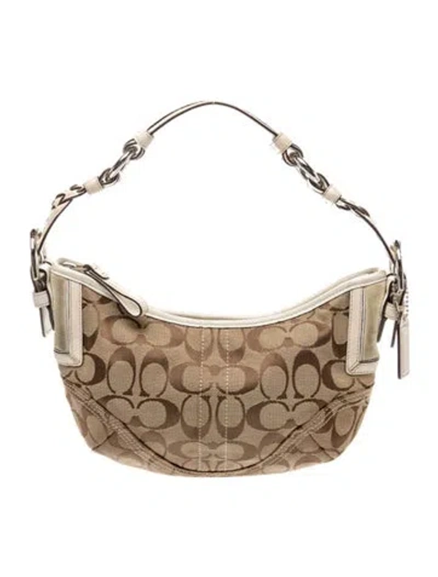 Pre-owned Coach Canvas Top Handle Bag In Neutral
