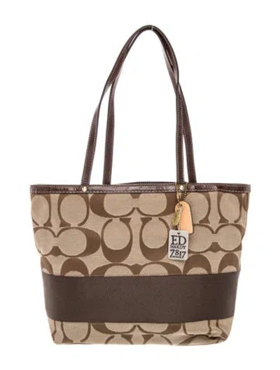 Pre-owned Coach Canvas Top Handle Bag In Neutral