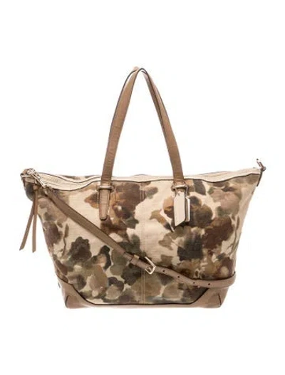 Pre-owned Coach Canvas Top Handle Bag In Neutral