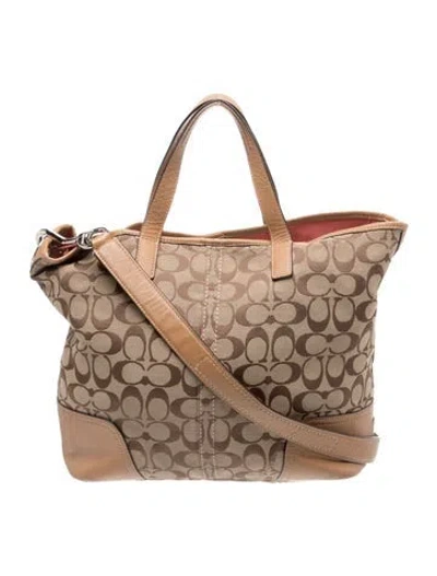 Pre-owned Coach Canvas Top Handle Bag In Neutral