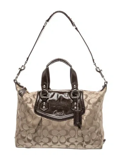 Pre-owned Coach Canvas Top Handle Bag In Neutral