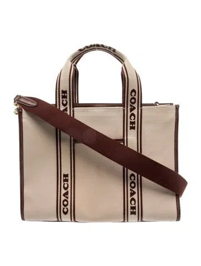 Pre-owned Coach Canvas Top Handle Bag In Neutral