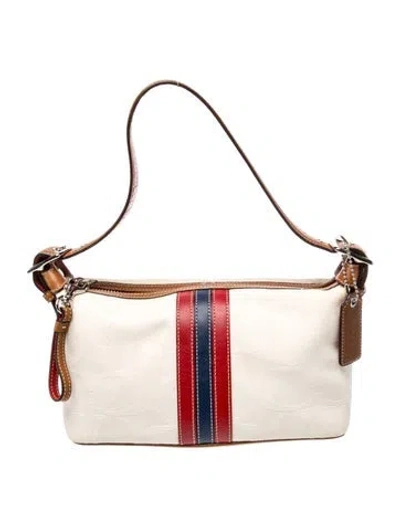 Pre-owned Coach Canvas Top Handle Bag In Neutral