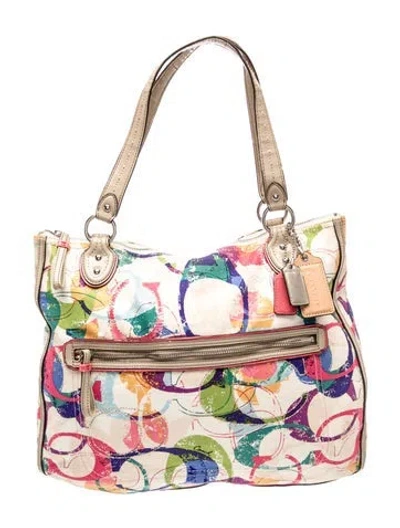Pre-owned Coach Canvas Top Handle Bag In Neutral
