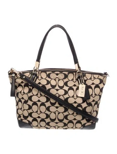 Pre-owned Coach Canvas Top Handle Bag In Neutral
