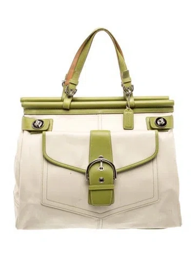 Pre-owned Coach Canvas Top Handle Bag In Neutral