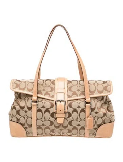 Pre-owned Coach Canvas Top Handle Bag In Neutral