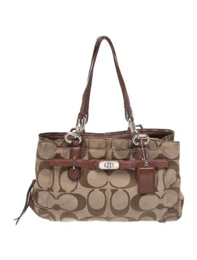 Pre-owned Coach Canvas Top Handle Bag In Neutrals