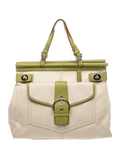 Pre-owned Coach Canvas Top Handle Bag In Neutrals
