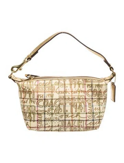 Pre-owned Coach Canvas Top Handle Bag In Neutrals