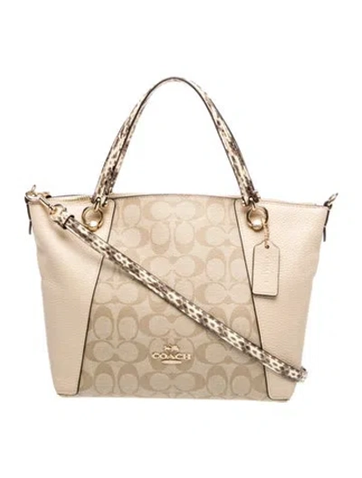 Pre-owned Coach Canvas Top Handle Bag In Neutrals