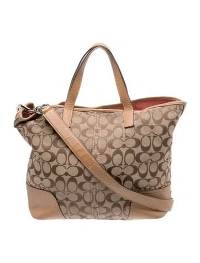 Pre-owned Coach Canvas Top Handle Bag In Neutrals
