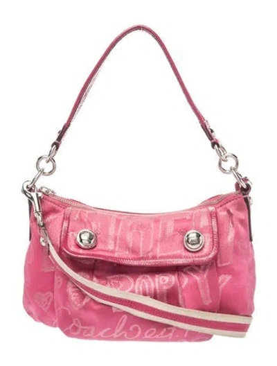 Pre-owned Coach Canvas Top Handle Bag In Pink