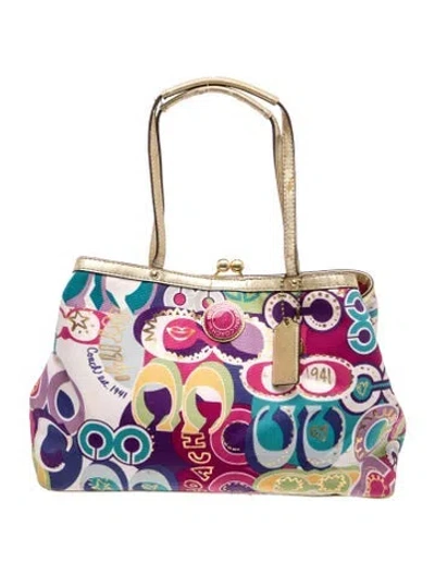 Pre-owned Coach Canvas Top Handle Bag In Pink