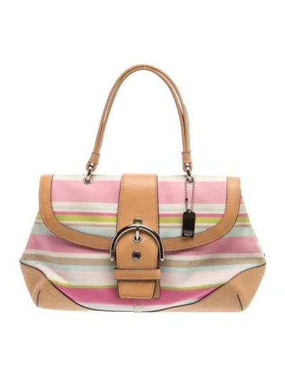 Pre-owned Coach Canvas Top Handle Bag In Pink