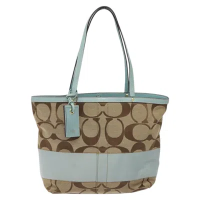 Pre-owned Coach Canvas Tote Bag () In Sand